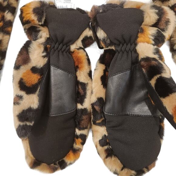 Ugg faux fur leopard print tech mittens size large/XL - Picture 2 of 3